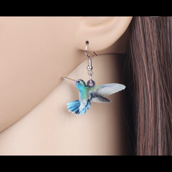 Hummingbird Earrings Acrylic NWT - Picture 2 of 7